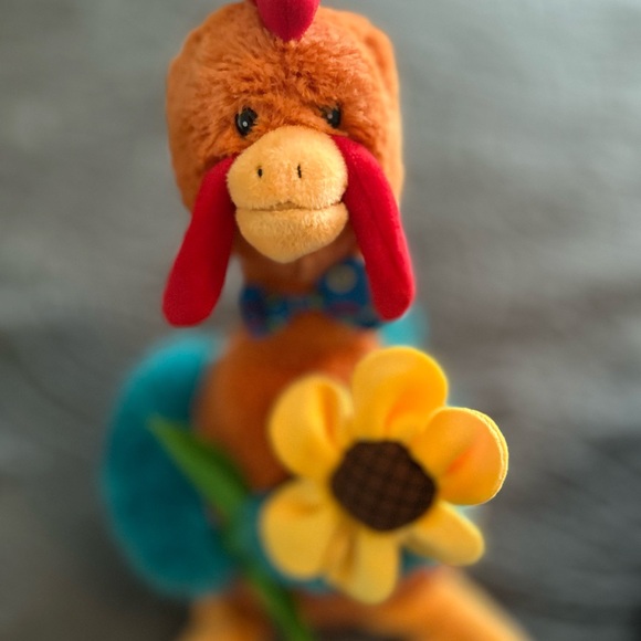 Plush  Turkey with Flower - Orange and Yellow - Picture 4 of 8